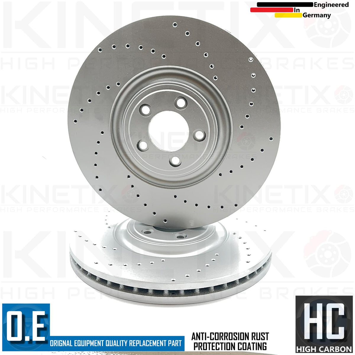 FOR JAGUAR XF 5.0 XFR-S V8 HIGH CARBON DRILLED FRONT BRAKE DISCS PAIR 380mm