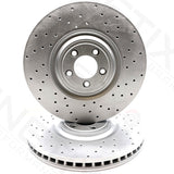 FOR JAGUAR 5.0 XKR XKR-S FRONT CROSS DRILLED BRAKE DISCS MINTEX PADS SET 380mm
