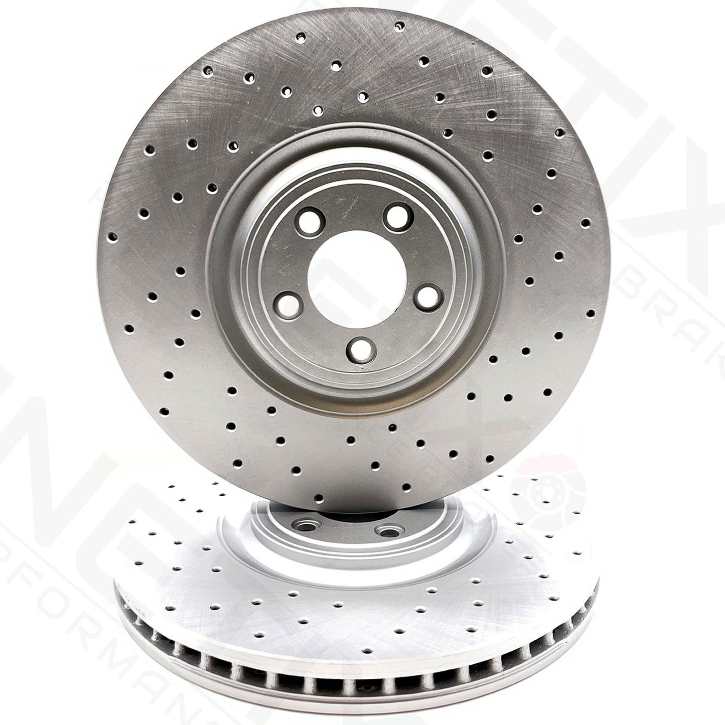 FOR JAGUAR XF 5.0 XFR-S V8 HIGH CARBON DRILLED FRONT BRAKE DISCS PAIR 380mm