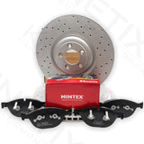 FOR JAGUAR 5.0 XKR XKR-S FRONT CROSS DRILLED BRAKE DISCS MINTEX PADS SET 380mm