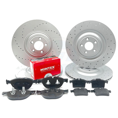 FOR JAGUAR XFR-S XKR-S XJR 5.0 V8 DRILLED FRONT REAR BRAKE DISCS MINTEX PADS