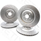 FOR JAGUAR XFR-S XKR-S XJR 5.0 V8 DRILLED FRONT REAR BRAKE DISCS MINTEX PADS
