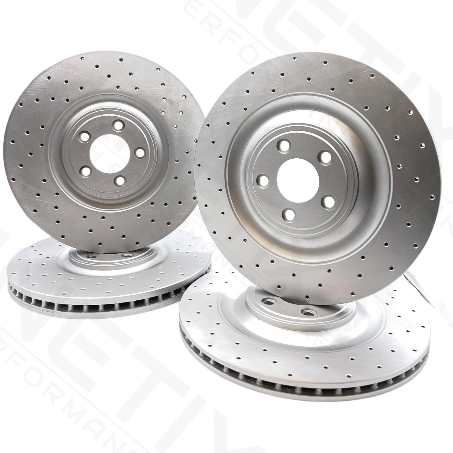 FOR JAGUAR XFR-S XJ-R XK-R XKR-S DRILLED FRONT REAR BRAKE DISCS APEC PADS WIRES