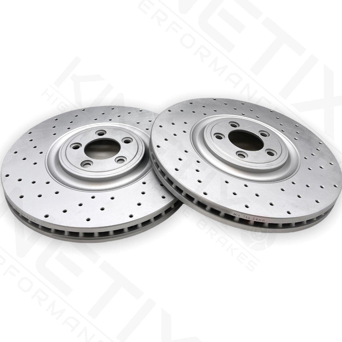 FOR JAGUAR F TYPE SCV8R FRONT DRILLED PERFORMANCE BRAKE DISCS MINTEX PADS 380mm