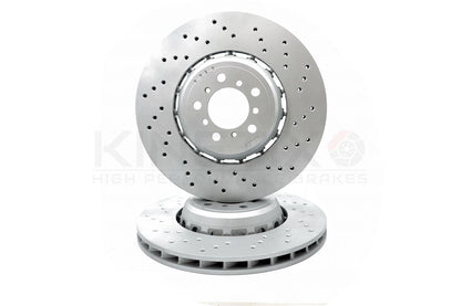 FOR BMW M2 F87 FRONT LEFT RIGHT DRILLED BRAKE DISCS BREMBO Xtra PADS SENSOR