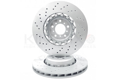 FOR BMW M2 F87 FRONT LEFT RIGHT DRILLED BRAKE DISCS BREMBO Xtra PADS SENSOR
