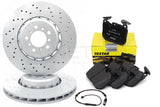 FOR BMW M4 F83 FRONT LEFT RIGHT DRILLED BRAKE DISCS TEXTAR PADS + SENSOR 380mm