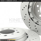 FOR BMW M3 E46 CSL FRONT LEFT RIGHT CROSS DRILLED BRAKE DISCS PAIR 345mm X 28mm