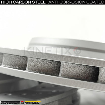 FOR BMW M3 E46 CSL FRONT LEFT RIGHT CROSS DRILLED BRAKE DISCS PAIR 345mm X 28mm