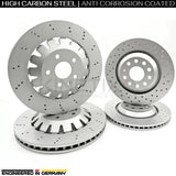 FOR AUDI RS3 8P 11-12 FRONT REAR CROSS DRILLED BRAKE DISCS 370mm 310mm FR RR