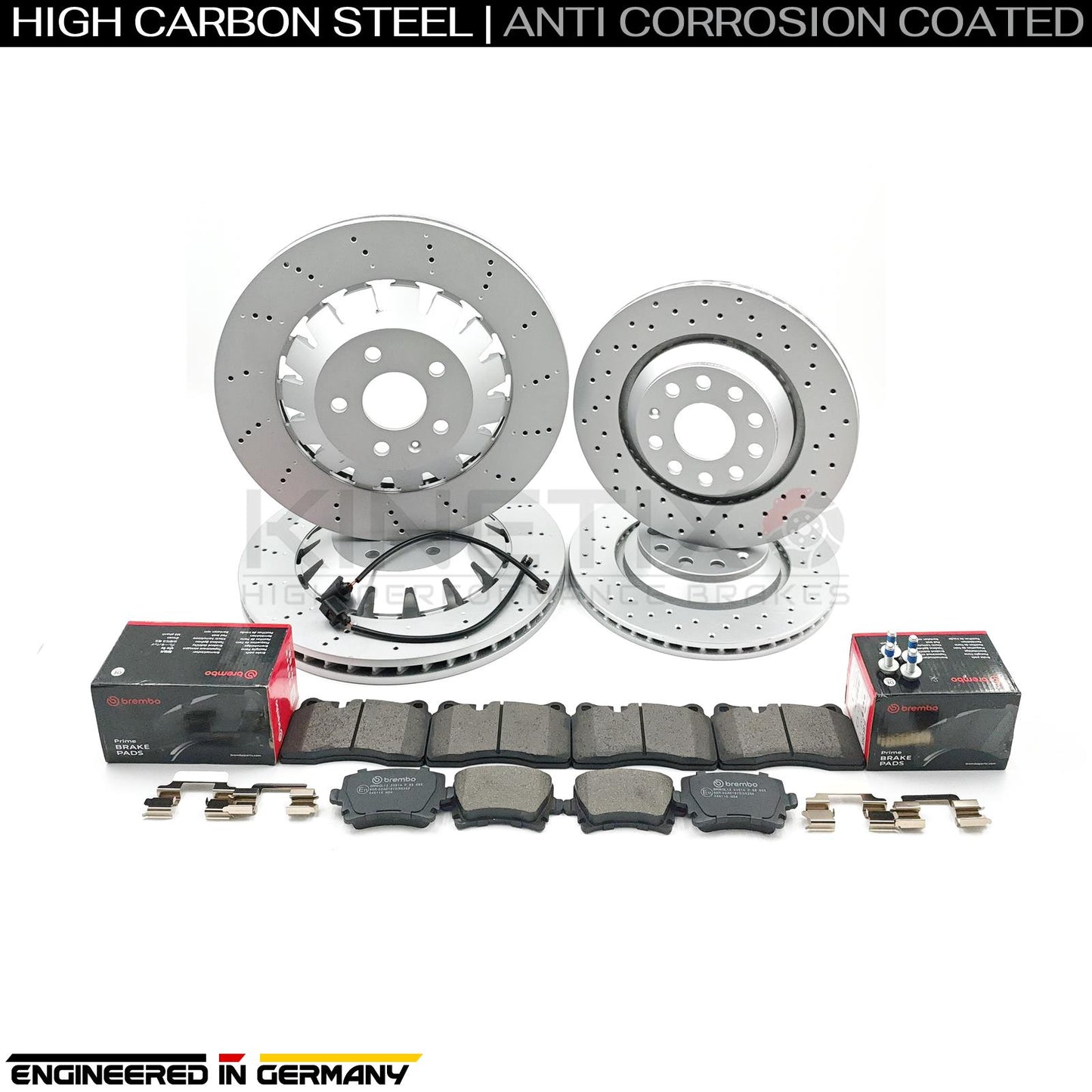 FOR AUDI RS3 8P 2011-2012 FRONT REAR BRAKE DISCS BREMBO PADS 370mm 310mm FR/RR