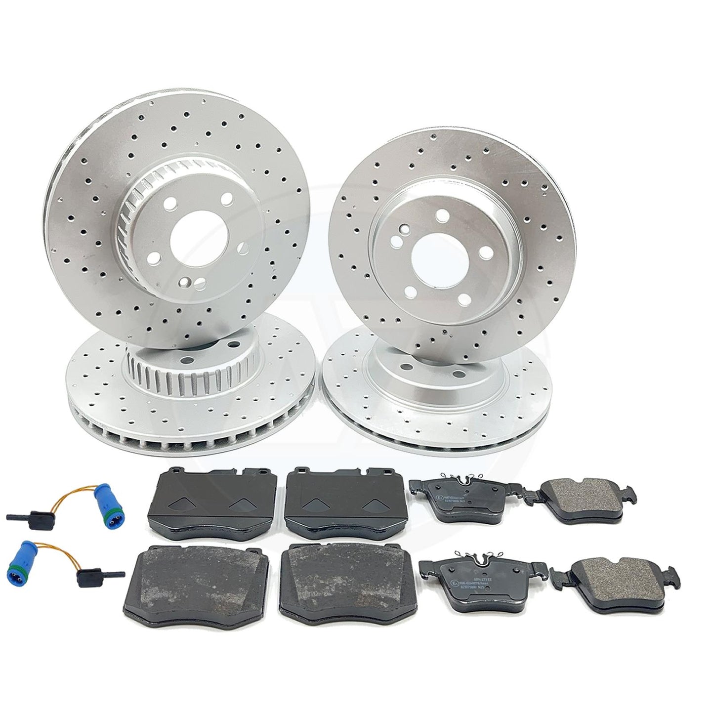 FOR MERCEDES C-CLASS AMG SPORT FRONT REAR BRAKE DISCS PADS SENSORS 318mm 300mm