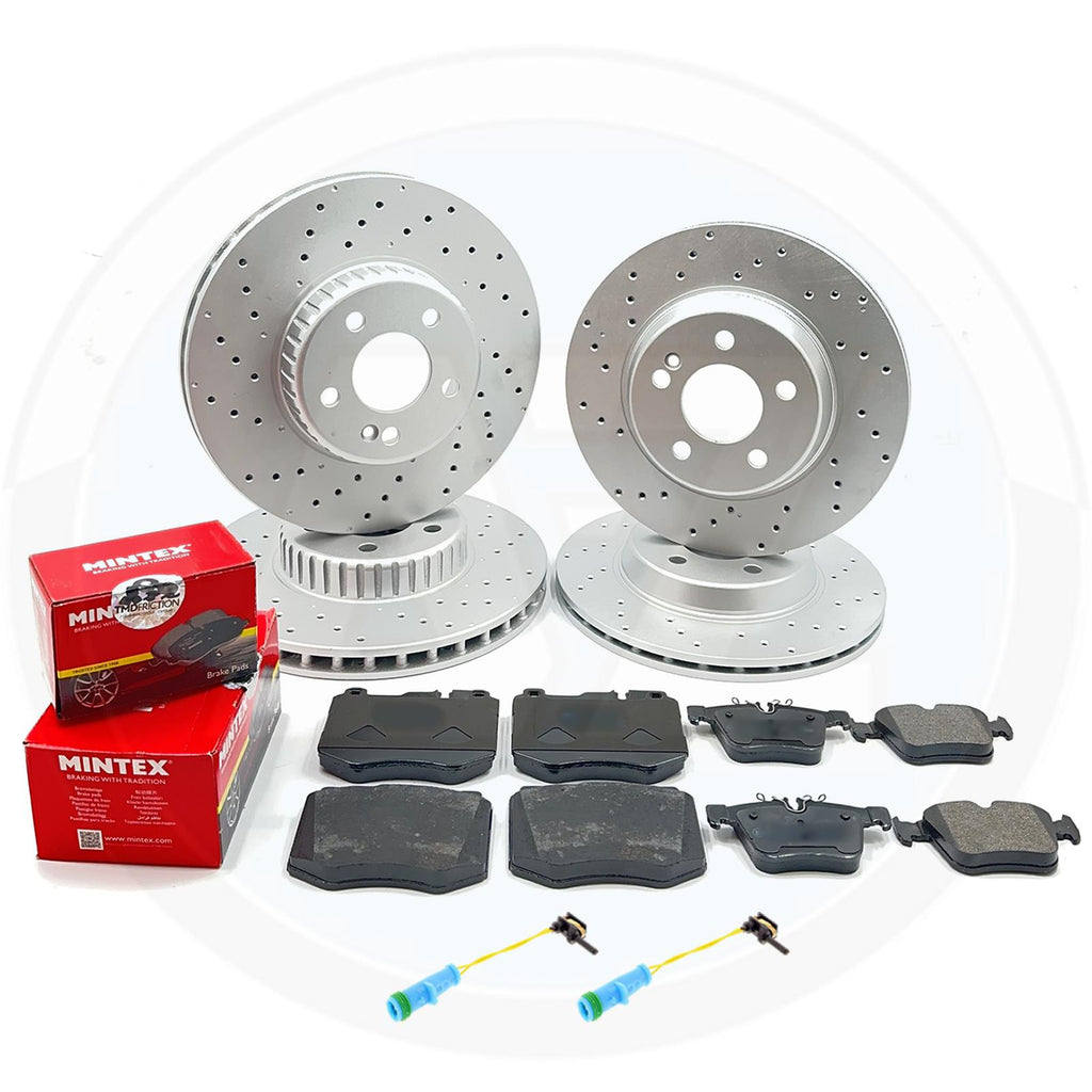 FOR MERCEDES C180d C200d AMG SPORT FRONT REAR BRAKE DISCS MINTEX PADS 318m 300m