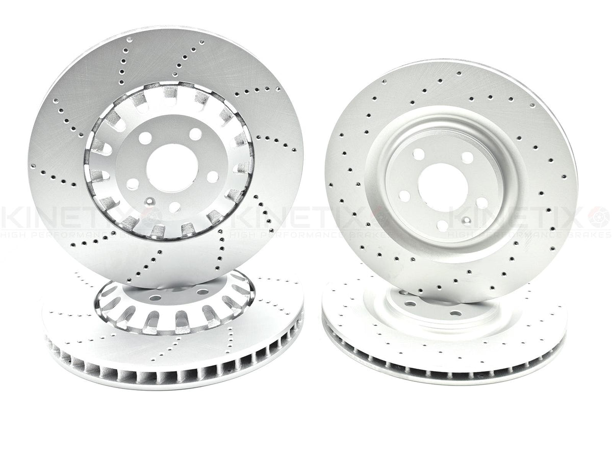 FOR AUDI S4 S5 S6 S7 DRILLED FRONT REAR BRAKE DISCS PADS SENSORS 375mm 350mm