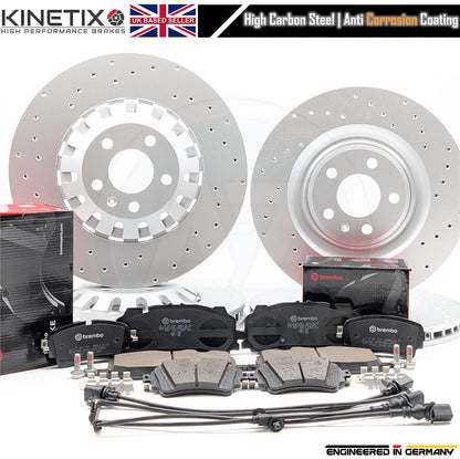 FOR AUDI Q7 Q8 E-TRON DRILLED FRONT REAR BRAKE DISCS BREMBO PADS 375mm 350mm