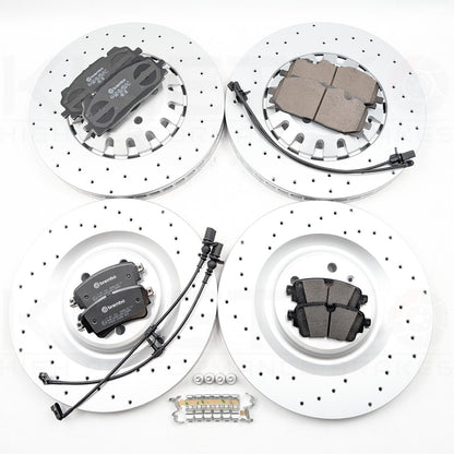 FOR AUDI A6 A7 A8 50 TDI FRONT REAR BRAKE DISCS BREMBO PADS SENSORS 375mm 330mm