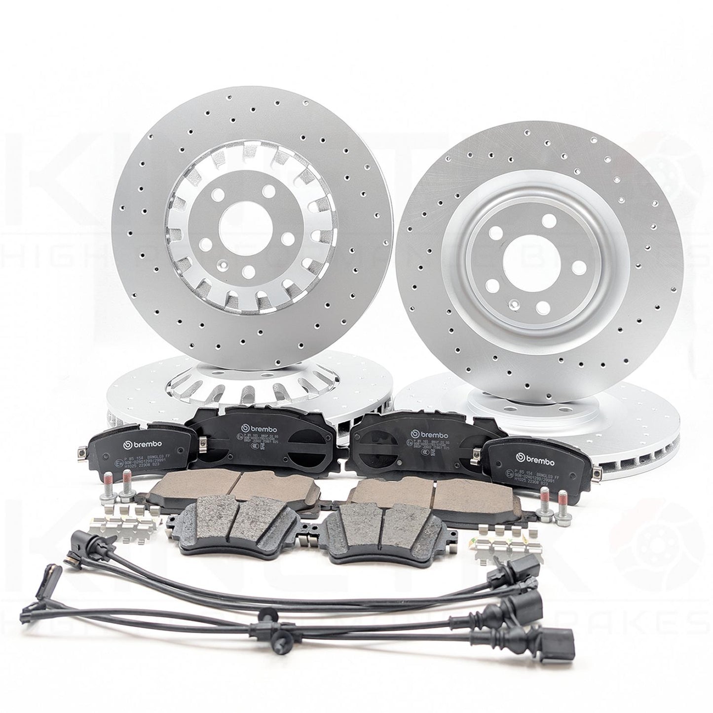 FOR AUDI Q7 Q8 E-TRON DRILLED FRONT REAR BRAKE DISCS BREMBO PADS 375mm 350mm