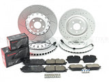 FOR AUDI Q7 Q8 E-TRON DRILLED FRONT REAR BRAKE DISCS BREMBO PADS 375mm 350mm