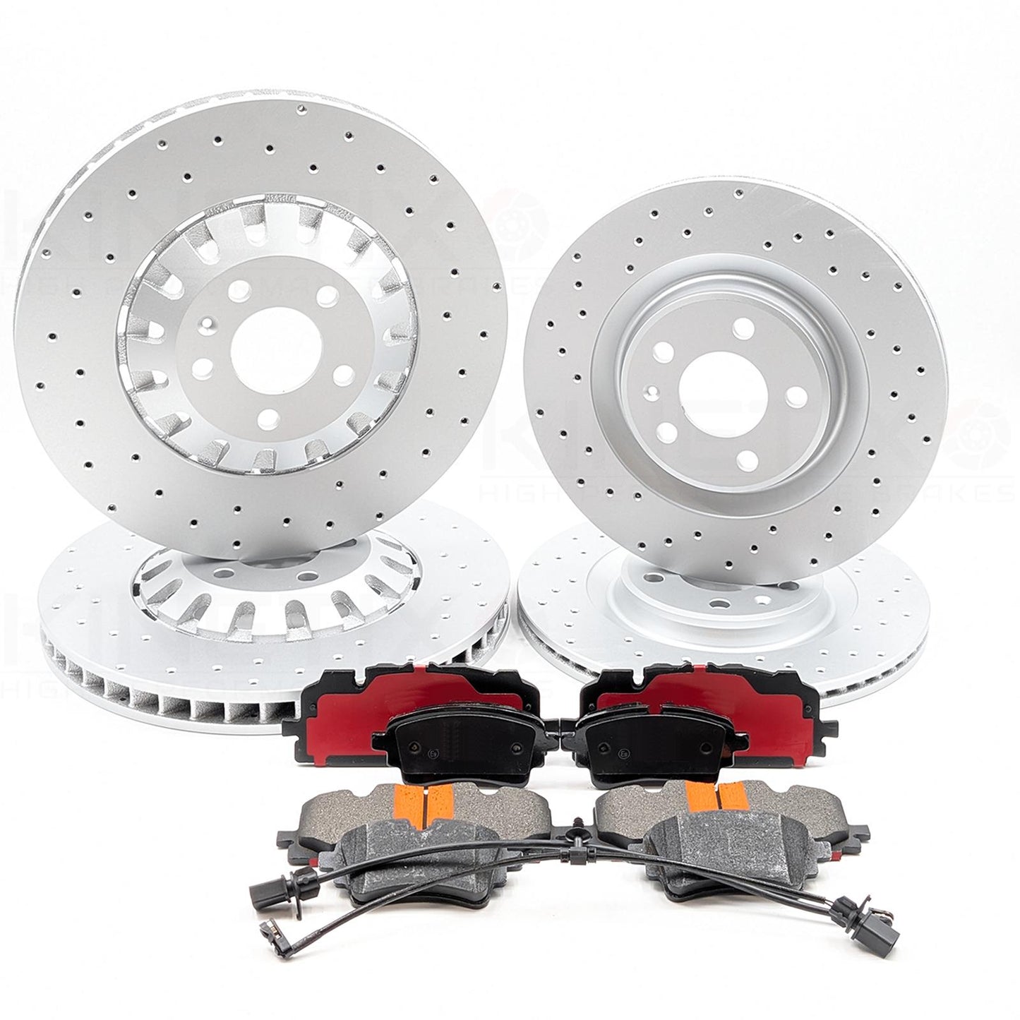 FOR AUDI S4 B9 S5 F5 DRILLED FRONT REAR BRAKE DISCS PADS SENSORSS 375mm 330mm
