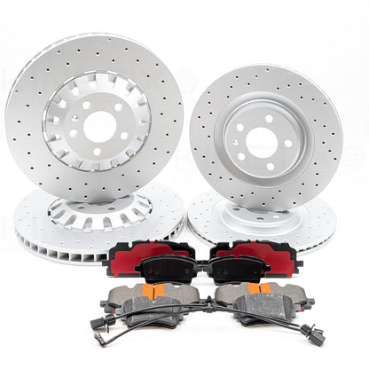 FOR AUDI S4 B9 S5 F5 DRILLED FRONT REAR BRAKE DISCS PADS SENSORSS 375mm 330mm