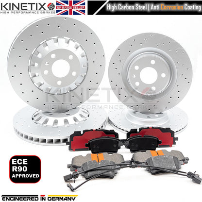 FOR AUDI S4 B9 S5 F5 DRILLED FRONT REAR BRAKE DISCS PADS SENSORSS 375mm 330mm