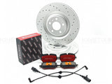 FOR AUDI A6 55 TFSI REAR DRILLED HIGH CARBON BRAKE DISCS PADS SENSORS 350mm