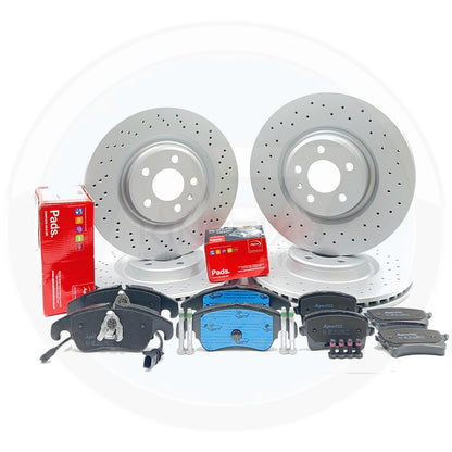 FOR AUDI S5 4.2 V8 FRONT REAR CROSS DRILLED BRAKE DISCS APEC BRAKE PADS FR RR