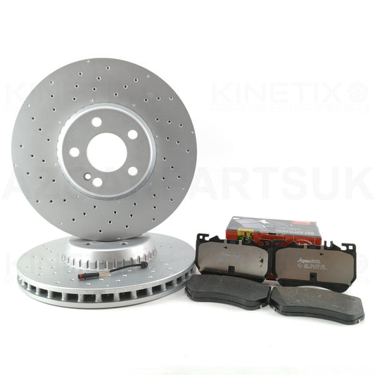 FOR MERCEDES CLE CLE180 CLE200 CLE220d CLE300 CLE300e DRILLED FRONT BRAKE DISCS PADS & WEAR WIRE SENSOR LEAD 342mm