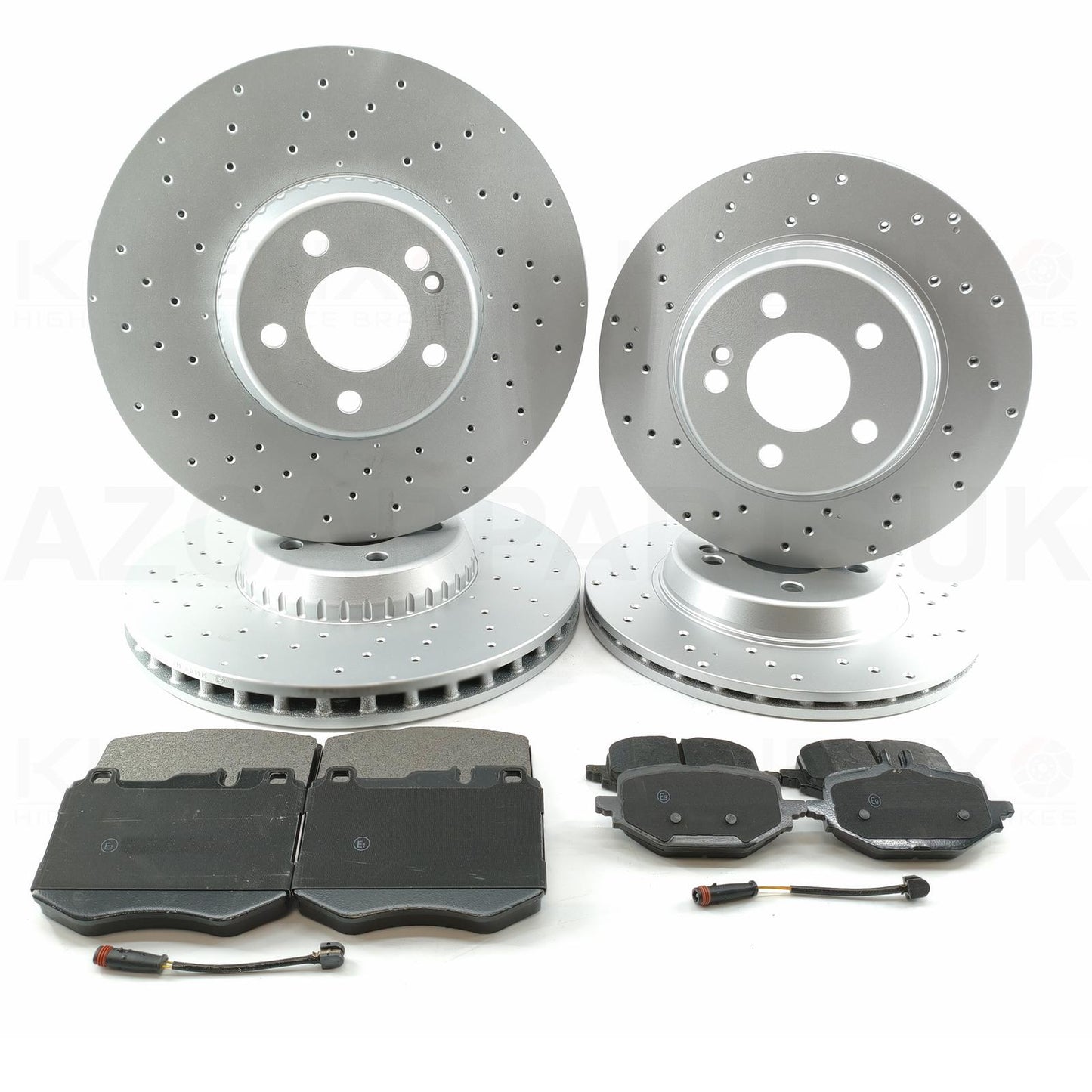 FOR MERCEDES C300 C300d C300e E300d E300 AMG SPORTS FRONT REAR BRAKE DISCS PADS SENSORS 342mm 300mm