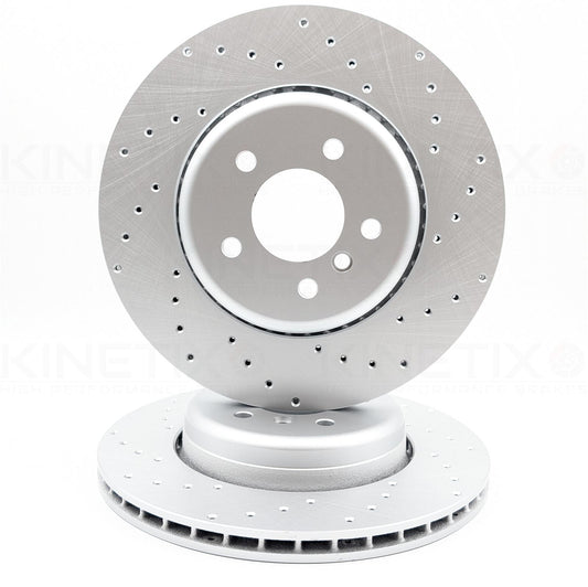 FOR BMW 535d 545Ci 550i 635d 645Ci 650i E6x CROSS DRILLED REAR BRAKE DISCS 345mm