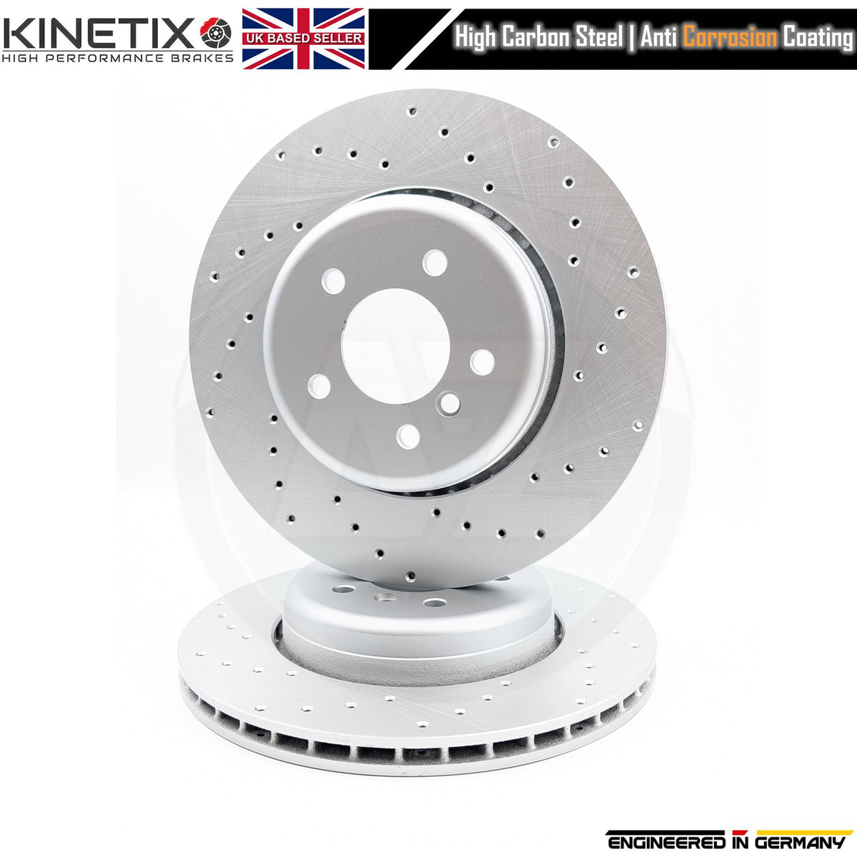 FOR BMW 5/6 SERIES E60 E61 E63 E64 M SPORT REAR DRILLED BRAKE DISCS PAIR 345mm