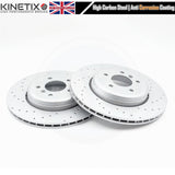 FOR BMW 535d 545Ci 550i 635d 645Ci 650i E6x CROSS DRILLED REAR BRAKE DISCS 345mm