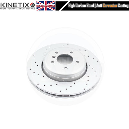 FOR BMW 5 SERIES M SPORT E60 E61 DRILLED REAR BRAKE DISCS PADS & SENSOR WIRE 345
