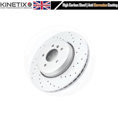 FOR BMW 5 SERIES M SPORT E60 E61 DRILLED REAR BRAKE DISCS PADS & SENSOR WIRE 345