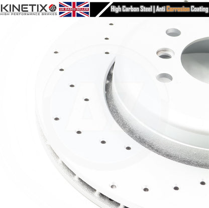 FOR BMW 5 SERIES M SPORT E60 E61 DRILLED REAR BRAKE DISCS PADS & SENSOR WIRE 345