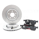 FOR BMW 5 SERIES M SPORT E60 E61 DRILLED REAR BRAKE DISCS BREMBO PADS & SENSOR