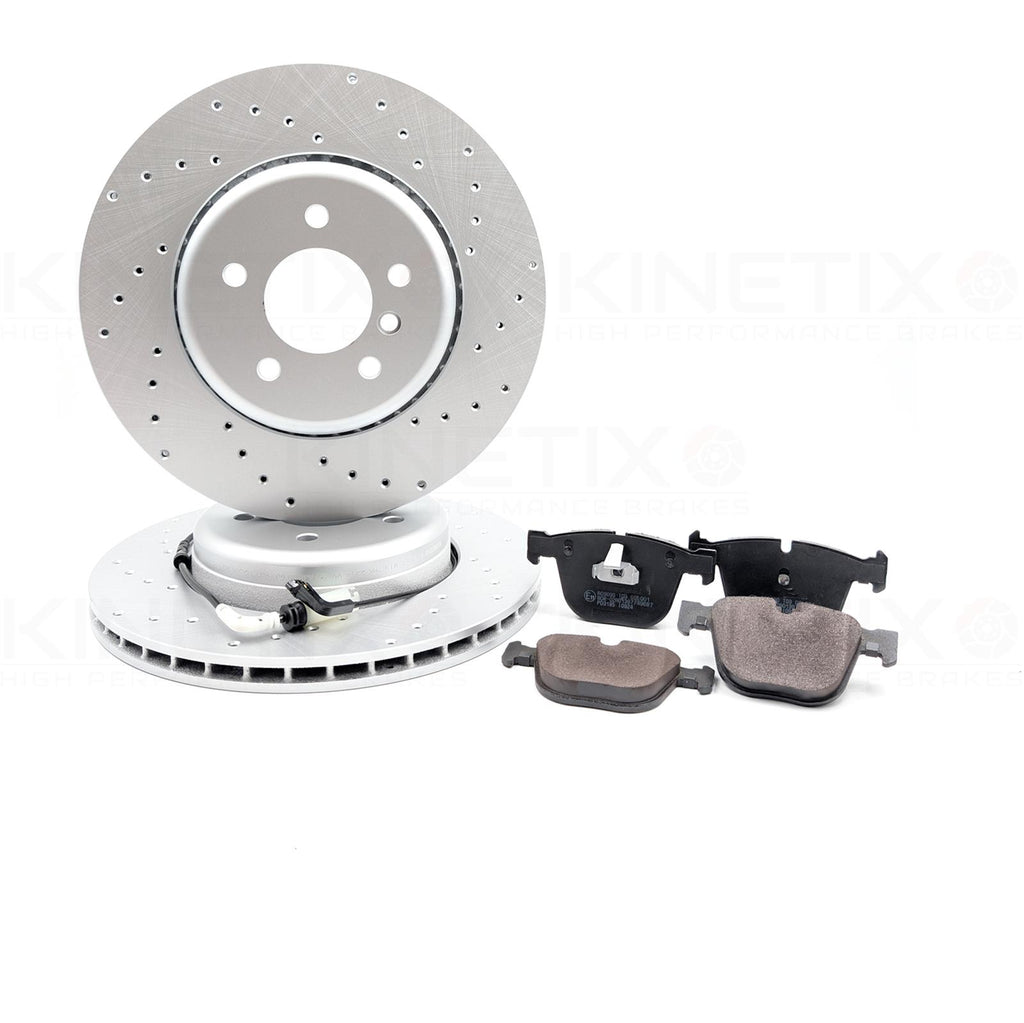 FOR BMW 530d 535d M SPORT DRILLED REAR BRAKE DISCS PADS WEAR SENSOR WIRE 345mm