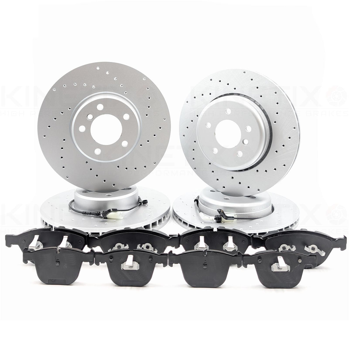 FOR BMW E60 E61 535d FRONT REAR DRILLED PERFORMANCE BRAKE DISCS PADS SENSORS