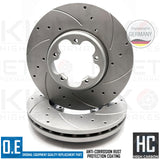 FITS FORD TRANSIT 2019- DRILLED GROOVED FRONT BRAKE DISCS PADS WEAR SENSOR 308mm