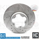 FITS FORD TRANSIT 2019- DRILLED GROOVED FRONT BRAKE DISCS PADS WEAR SENSOR 308mm