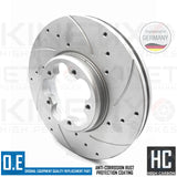 FITS FORD TRANSIT 2019- DRILLED GROOVED FRONT BRAKE DISCS PADS WEAR SENSOR 308mm