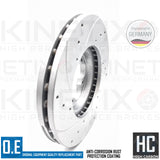 FITS FORD TRANSIT 2019- DRILLED GROOVED FRONT BRAKE DISCS PADS WEAR SENSOR 308mm