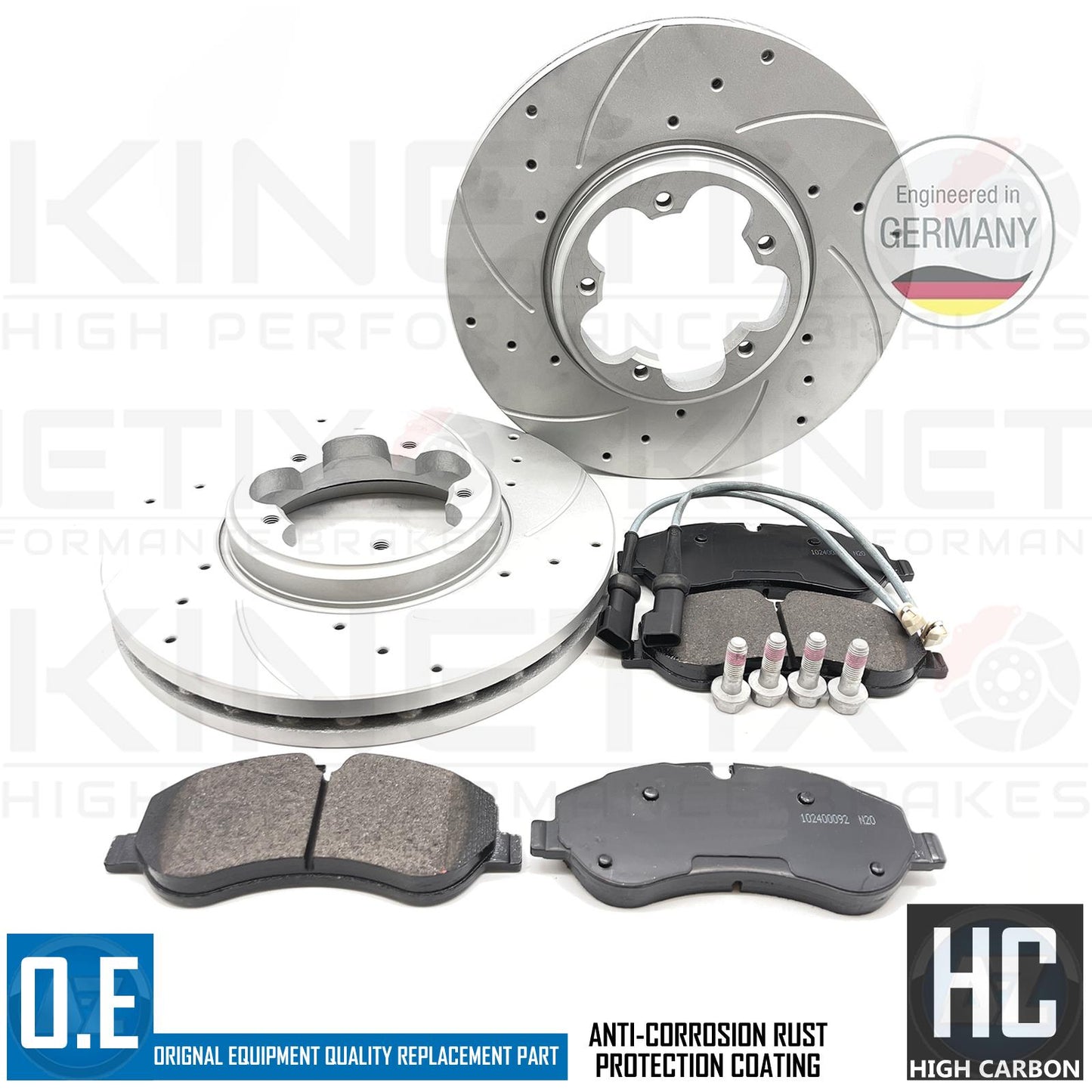 FITS FORD TRANSIT CUSTOM 2016- DRILLED & GROOVED FRONT BRAKE DISCS PADS 288mm