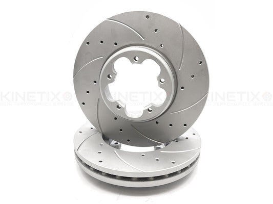 FOR FORD TORUNEO TRANSIT CUSTOM FRONT DRILLED & GROOVED BRAKE DISCS 308mm