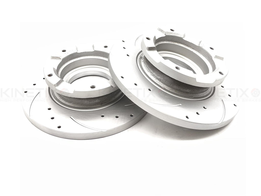TRANSIT CUSTOM 2.2 TDCi 12- CROSS DRILLED & GROOVED REAR BRAKE DISCS PAIR 288mm