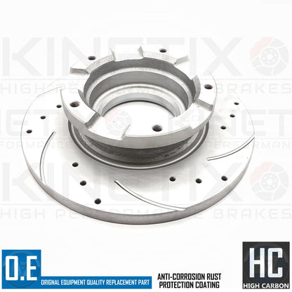 FOR FORD TRANSIT FRONT REAR DRILLED GROOVED COATED BRAKE DISCS PADS WIRES 288MM