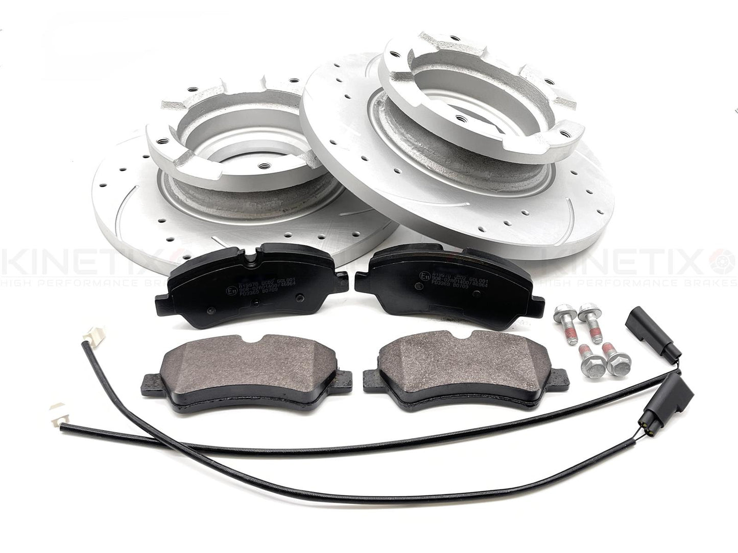TRANSIT CUSTOM 2.2 TDCi 12- CROSS DRILLED & GROOVED REAR BRAKE DISCS PADS 288mm