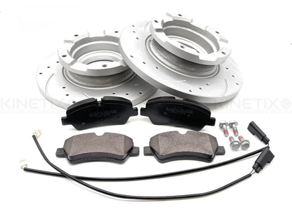 FOR FORD TRANSIT CUSTOM 2.2 TDCi DRILLED GROOVED REAR BRAKE DISCS PADS 288mm