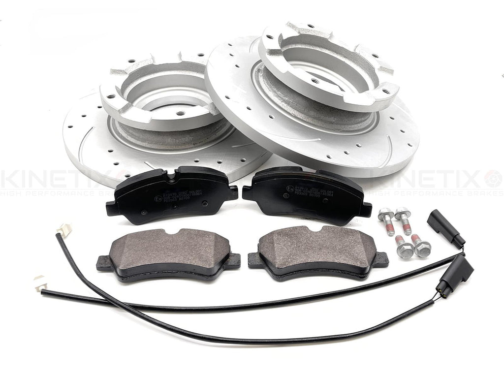 FITS FORD TRANSIT CUSTOM 2.0 2.2 REAR DRILLED GROOVED BRAKE DISCS PADS 308mm