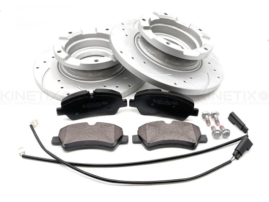 FITS FORD TRANSIT CUSTOM 2.0 2.2 REAR DRILLED GROOVED BRAKE DISCS PADS 308mm
